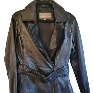 Bod & Christensen Women's Leather Chic Trench Belted Jacket